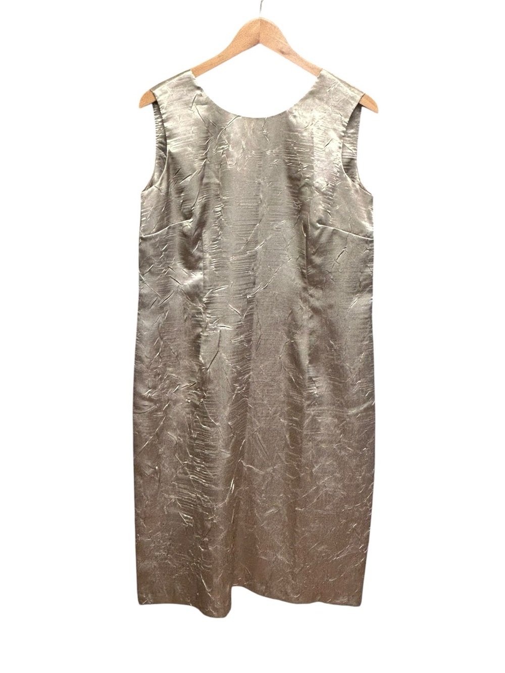 Bantry Bay Gold Metallic Textured Shift Dress Size L Fully Lined - Picture 2 of 6